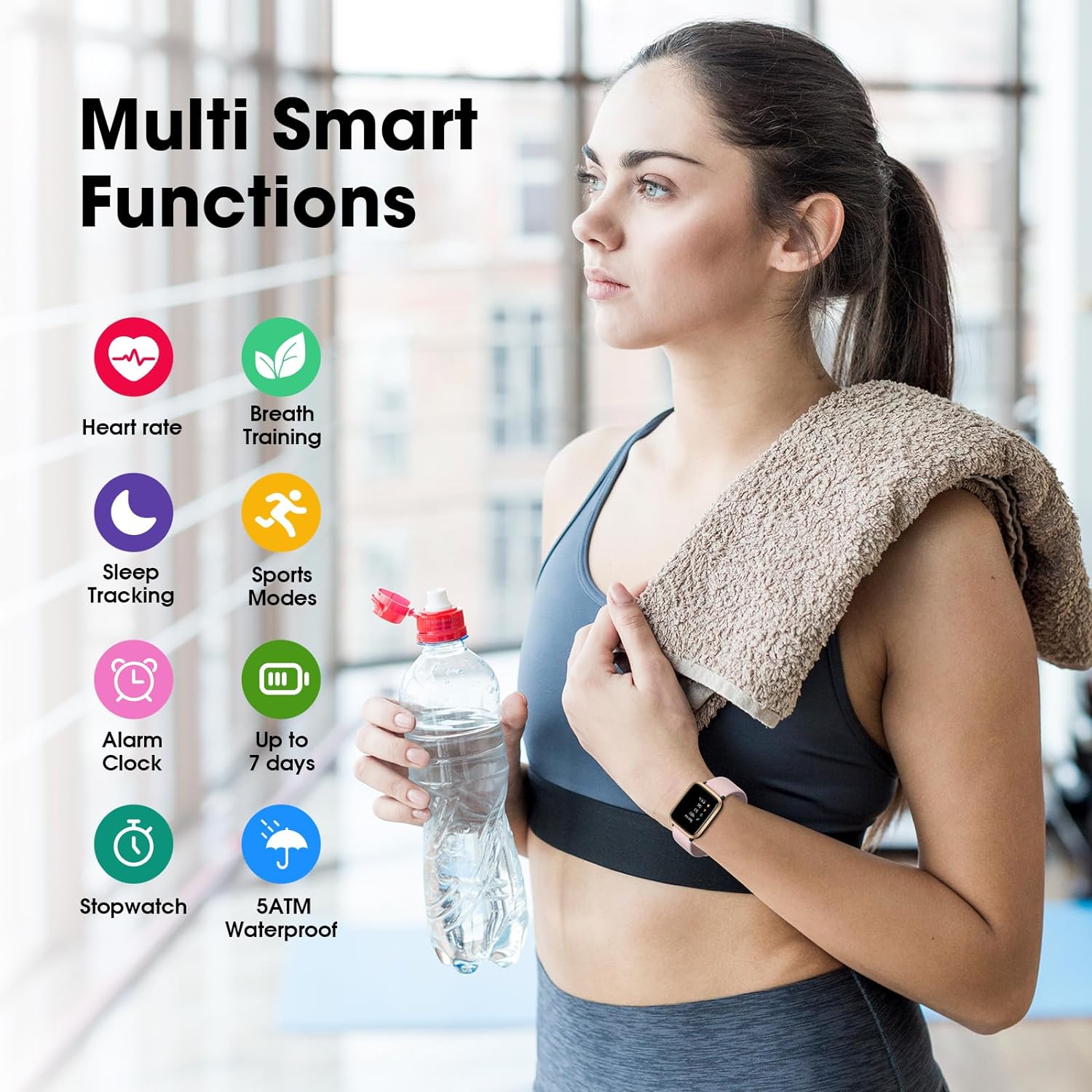 Fitness Tracker Watch with Heart Rate Monitor, Activity Tracker with Pedometer, Sleep Monitor, Calories & Step Counter, 5ATM Waterproof Smart Watch for Women Men Health Fitness Watch for Sports - Image 4