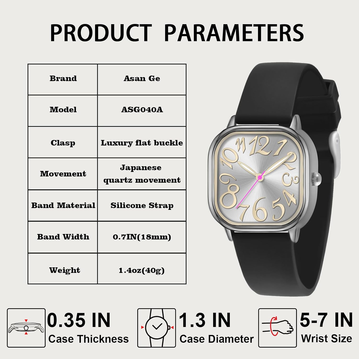 Women's Waterproof Watch, Stylish Silicone Strap for Women's Wrists 5IN-7IN, Large 32MM Easy-to-Read Colourful Arabic Numerals Dial - Image 4