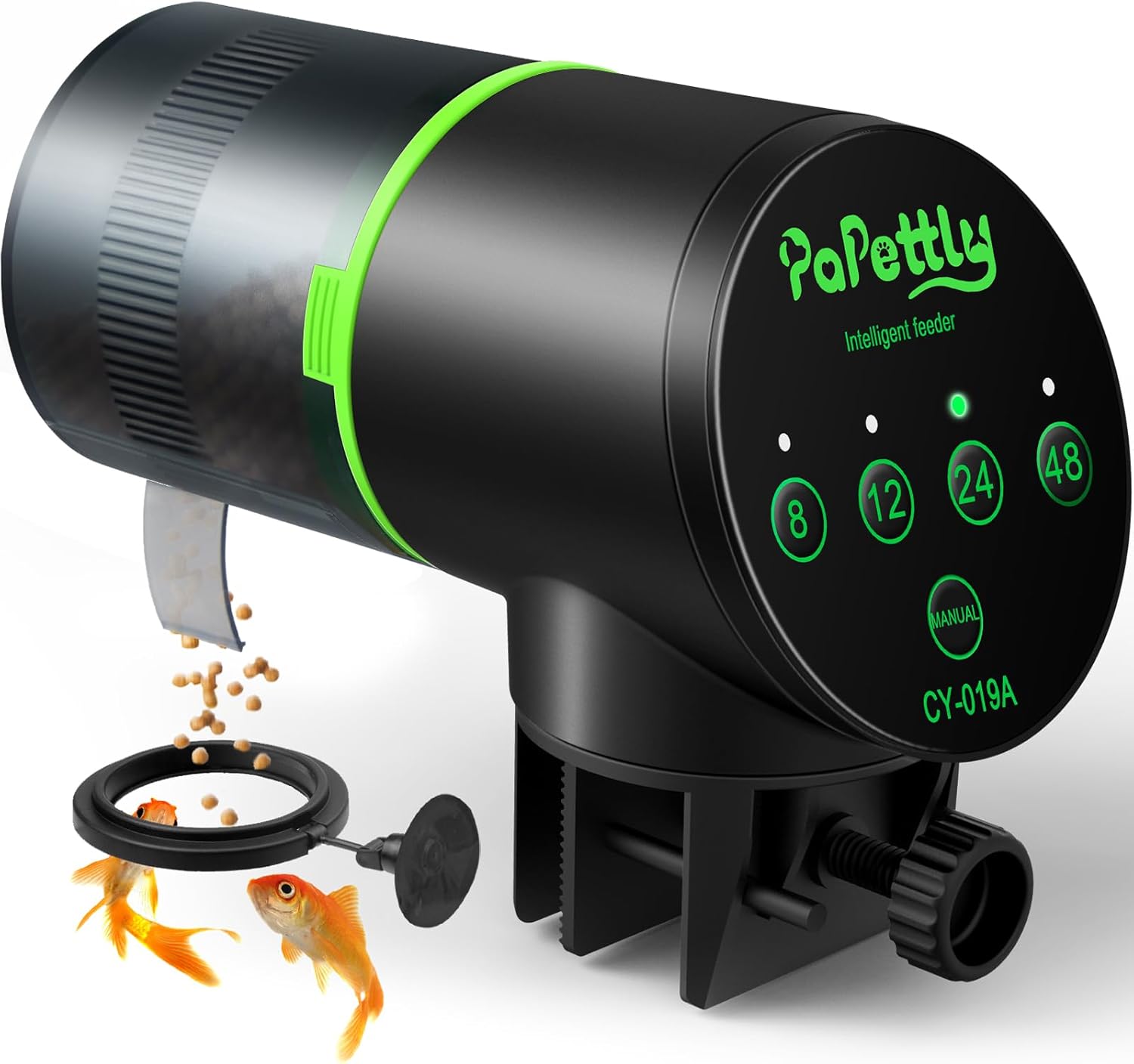 Automatic Fish Feeder for Aquarium, Auto Fish Food Dispenser with Timer and Feeding Ring, Moisture-Proof, Smart Fish Tank Vacation Feeder with 2 AAA Batteries - Image 2