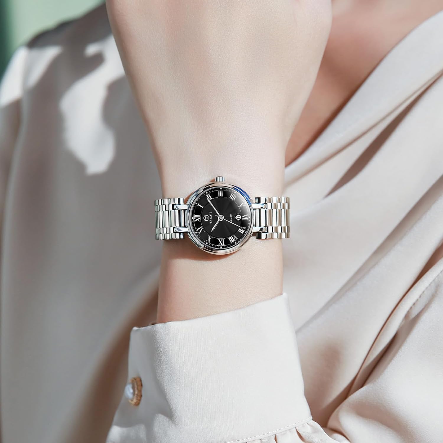 Womens Watch Casual Fashion Silver Waterproof Watches for Women Easy Read Analog Quartz Stainless Steel Ladies Watches with Date - Image 4