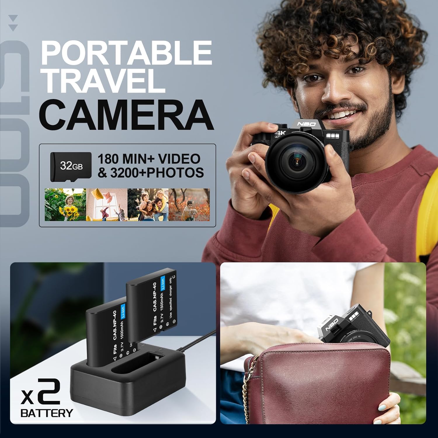48MP Digital Cameras for Photography with WiFi & App Control,4K Autofocus Vlogging Camera for YouTube with 16X Zoom, Anti-Shake, 32GB TF Card, Dual Batteries, 52mm Wide Angle & Macro Lens - Image 7