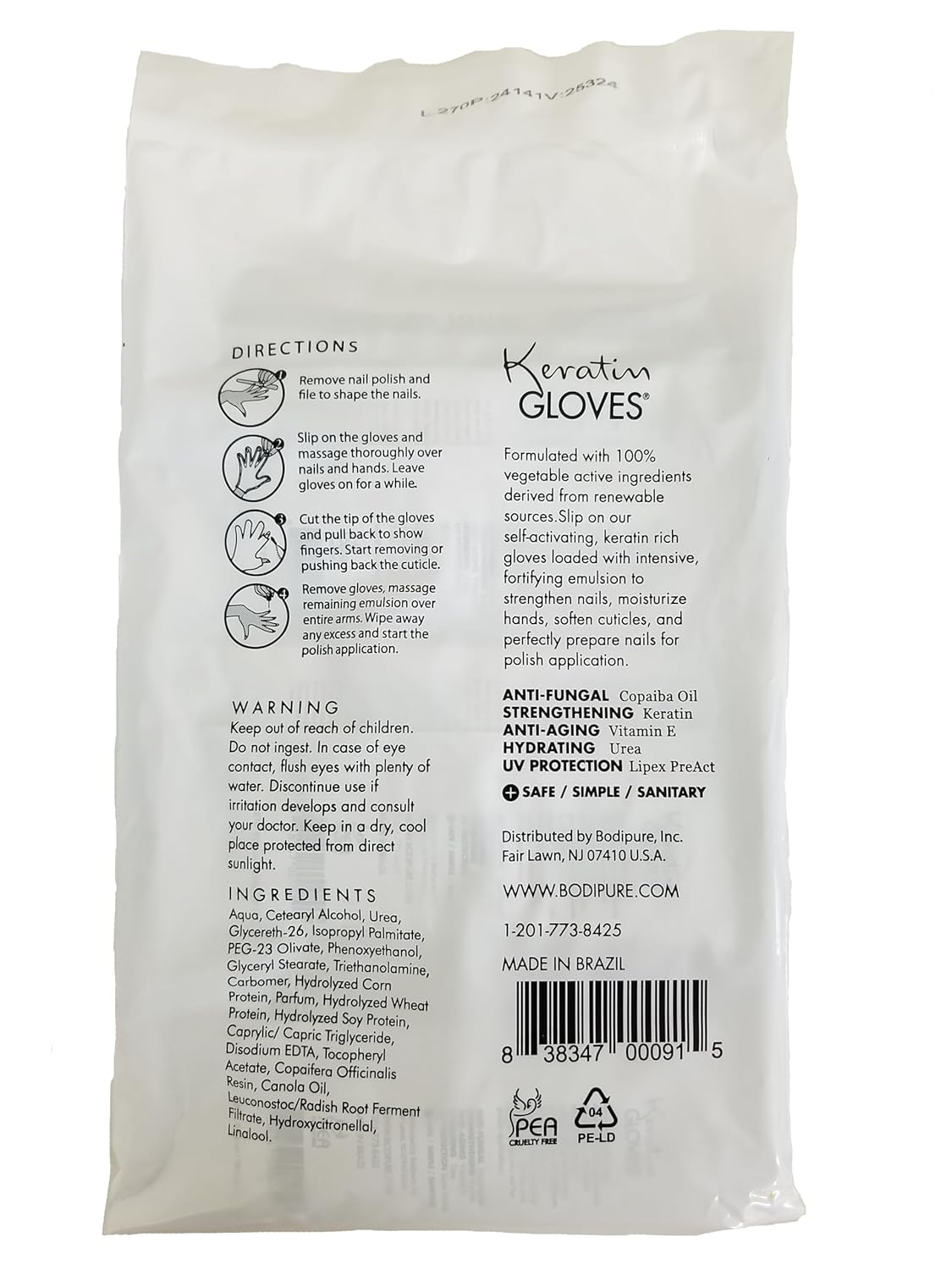 Bodipure Professional Keratin Gloves for Nail Strengthening, Moisturizing Hand Mask for Dry and Cracked Hands, Hand and Cuticle Treatment with Vegetable Keratin Cream 12 Pairs - Image 9