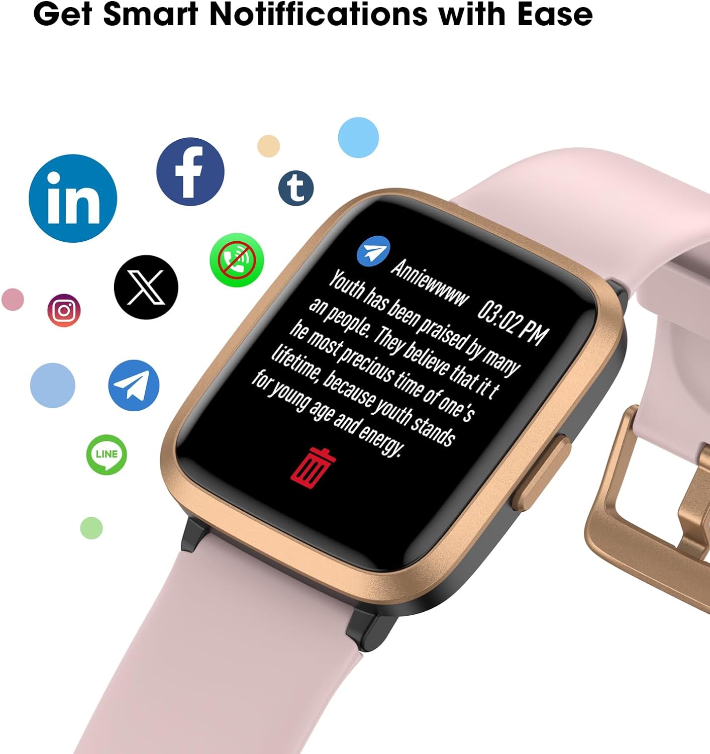 Fitness Tracker Watch with Heart Rate Monitor, Activity Tracker with Pedometer, Sleep Monitor, Calories & Step Counter, 5ATM Waterproof Smart Watch for Women Men Health Fitness Watch for Sports - Image 6