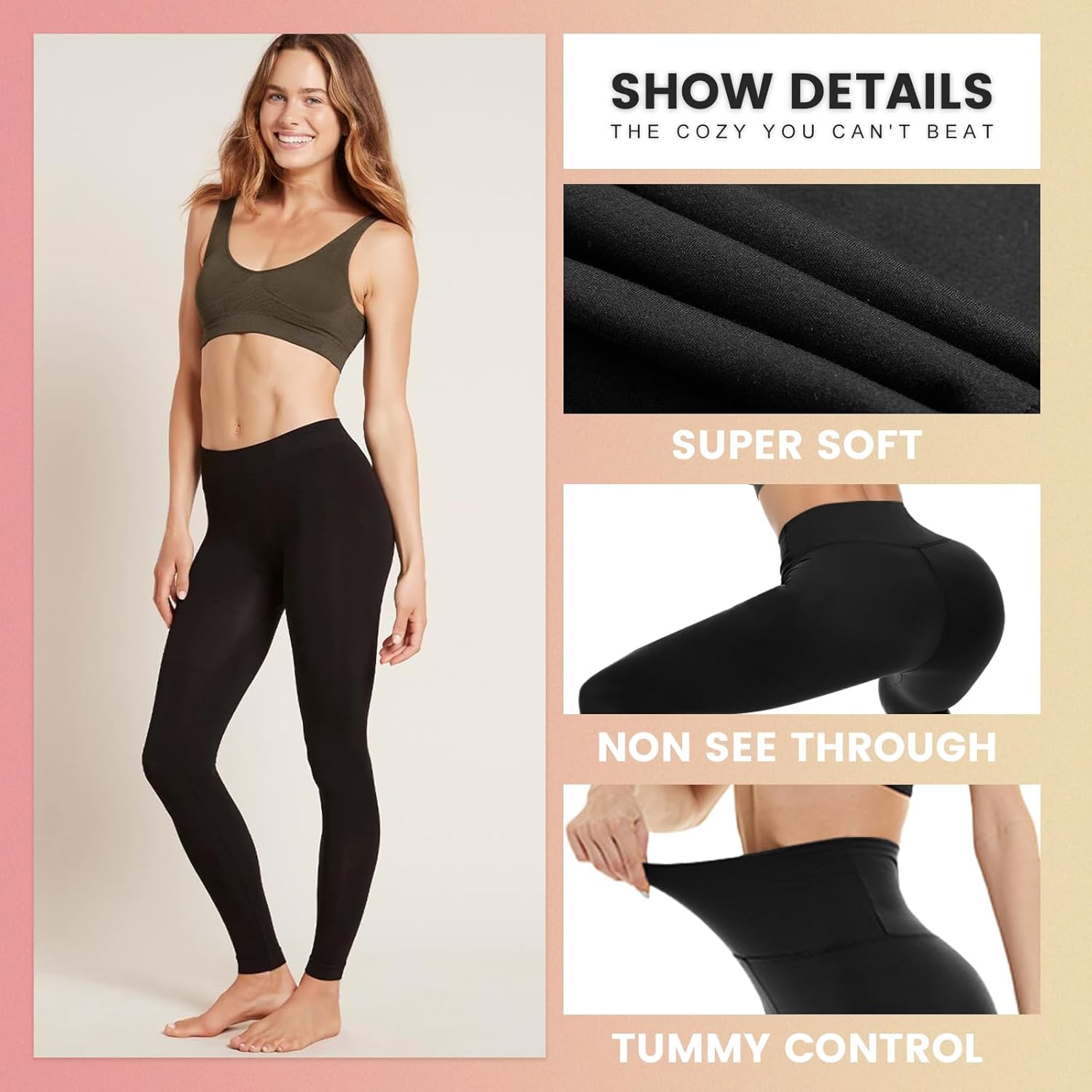 iceROSE 7 Pack Leggings for Women, High Waisted Tummy Control Soft Black Yoga Leggings for Workout Running Maternity - Image 5