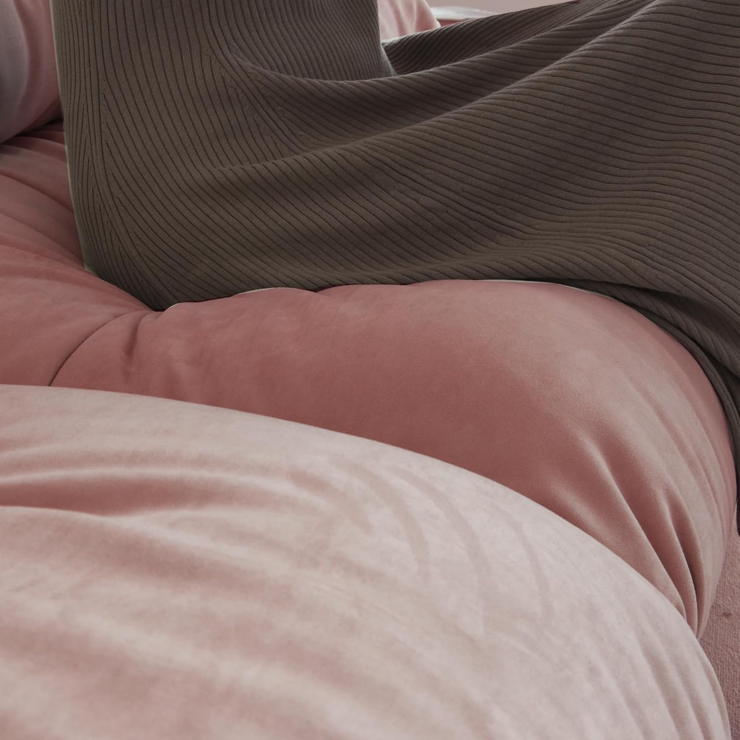 Cloud Modular Sectional Sofa,Scrub Velvet Minimalist Sofa Couch for Living Room, Curved Couch,Modern LoveSofa with 2 Pillows 3 Seater for Apartment Office Studio, Deep Seat Couches (Pink, 89inch) - Image 5