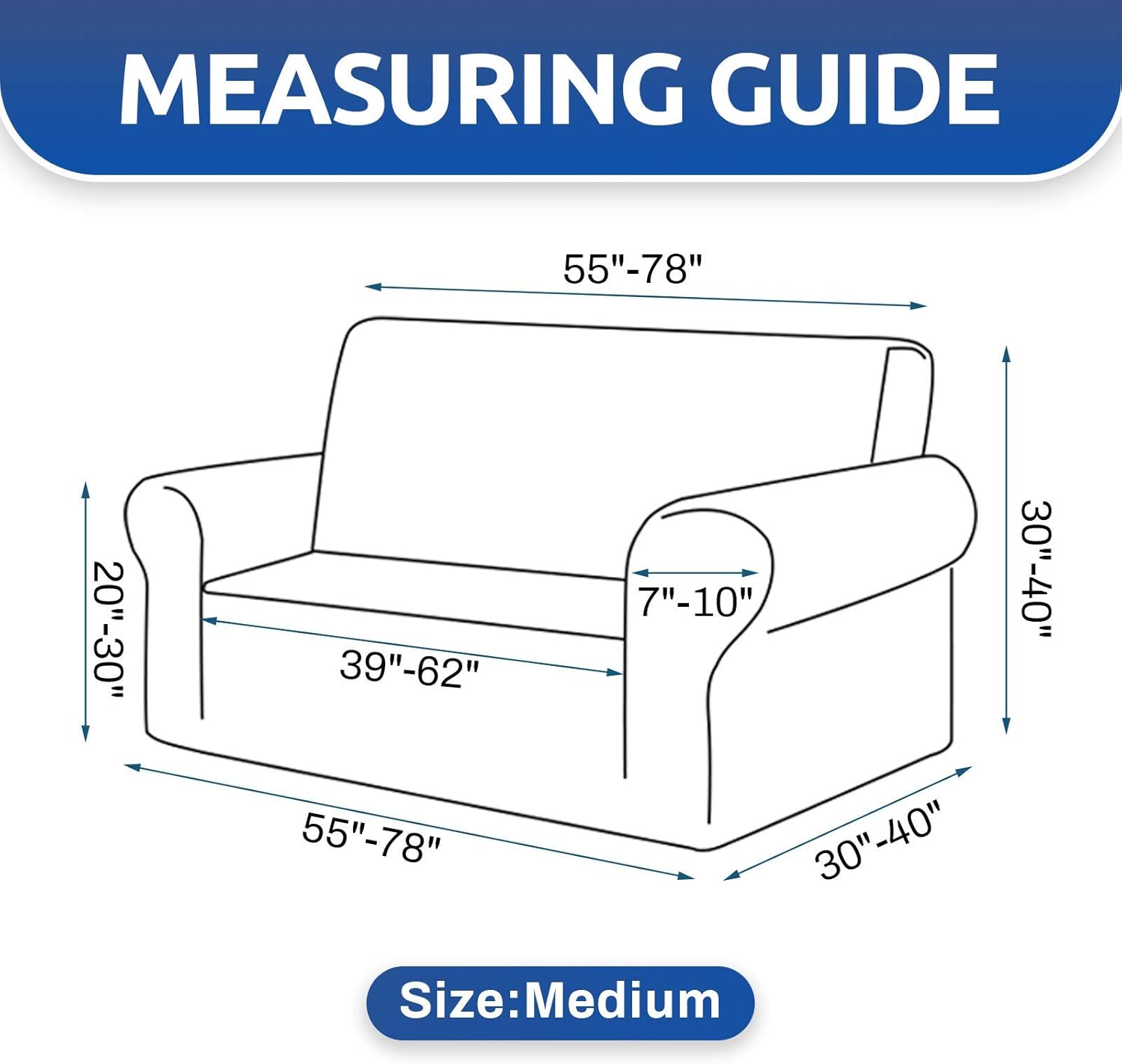 KEKUOU Stretch Loveseat Sofa Cover Slipcover,Couch Covers for 2 Cushion Couch Sofa (55"-79") Furniture Protector Sofa with Elastic Bottom for Kids,Dog. Jacquard Small Checked (Medium,Black) - Image 6