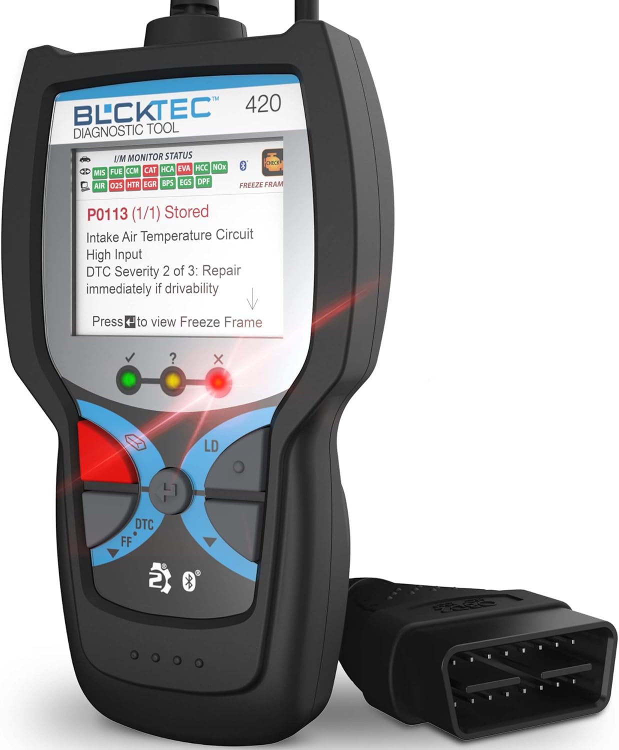BLCKTEC 420 Bluetooth OBD2 Scanner Diagnostic Tool - Vehicle Code Reader for Car - Clears Check Engine Light - Comes with Premium OBD App On IOS & Android - Works For All Cars 1996 & Newer - Image 2