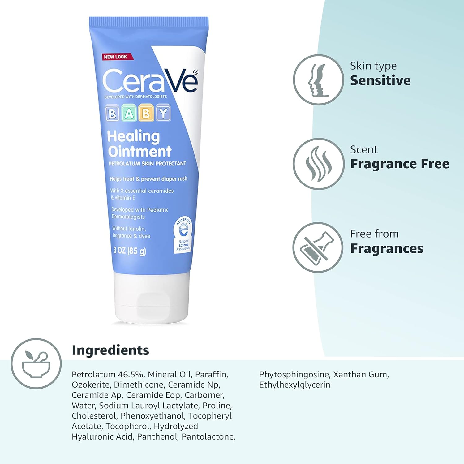 CeraVe Diaper Rash Cream, Baby Healing Ointment for Extra Dry, Cracked Skin, Diaper Cream with Ceramides & Vitamin E, Lanolin, Fragrance, Paraben, Dye, Phthalates & Sulfate Free, 3 Ounce - Image 11