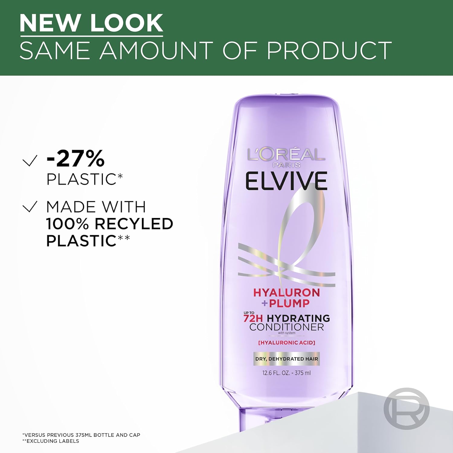 L'OREAL PARIS Elvive Hyaluron Plump Hydrating Conditioner for Dehydrated, Dry Hair Infused with Hyaluronic Acid Care Complex, Paraben-Free, 12.6 Fl Oz - Image 7