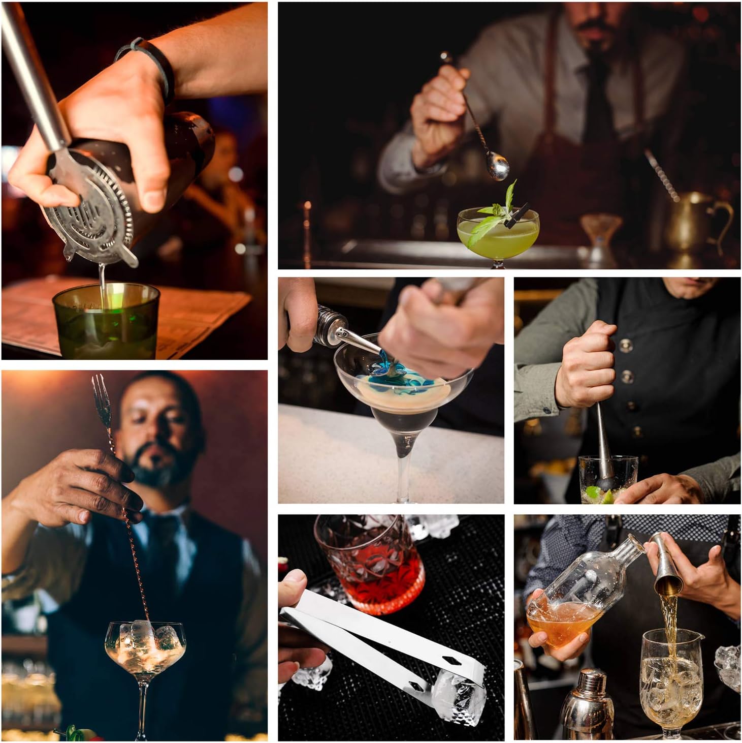 Bartender Kit with Stylish Bamboo Stand, 12 Piece 25oz Cocktail Shaker Set for Mixed Drink, Professional Stainless Steel Bar Tool Set, Gift for Man Dad- Cocktail Recipes Booklet (Silver) - Image 5