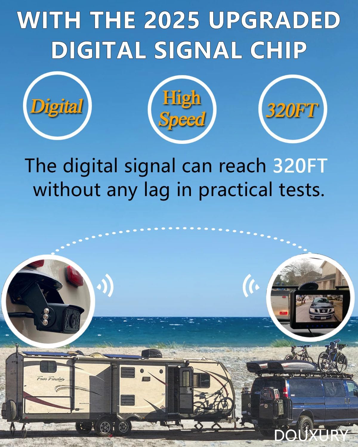 FHD 1080P 2 Digital RV Wireless Backup Camera System for RV Trailer Truck Bus Motorhomes 5th Wheels 4CH 7'' Monitor Highway Monitoring System IP69K Waterproof Super Night Vision Strong Signal - Image 5