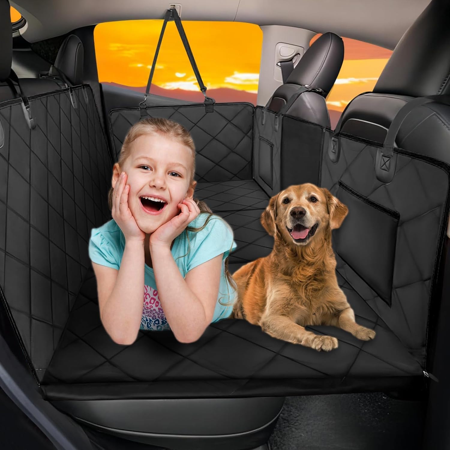 Back Seat Extender for Dogs-Large Space, Dog Car Seat Cover Hard Bottom Holds 400lbs, Sturdy Backseat Extender for Dogs, Waterproof Pet Car Bed Dog Hammock for Car, SUV, Truck - Image 2
