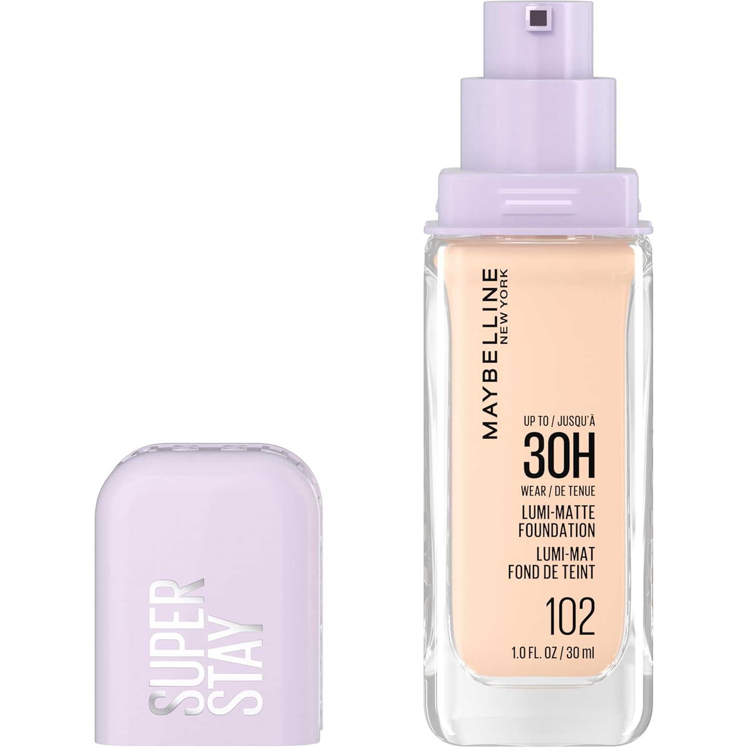 Maybelline Super Stay Lumi-Matte Foundation, Lightweight and Buildable Full Coverage Foundation Makeup For Up To 30HR Wear, 102, 1 Count - Image 2