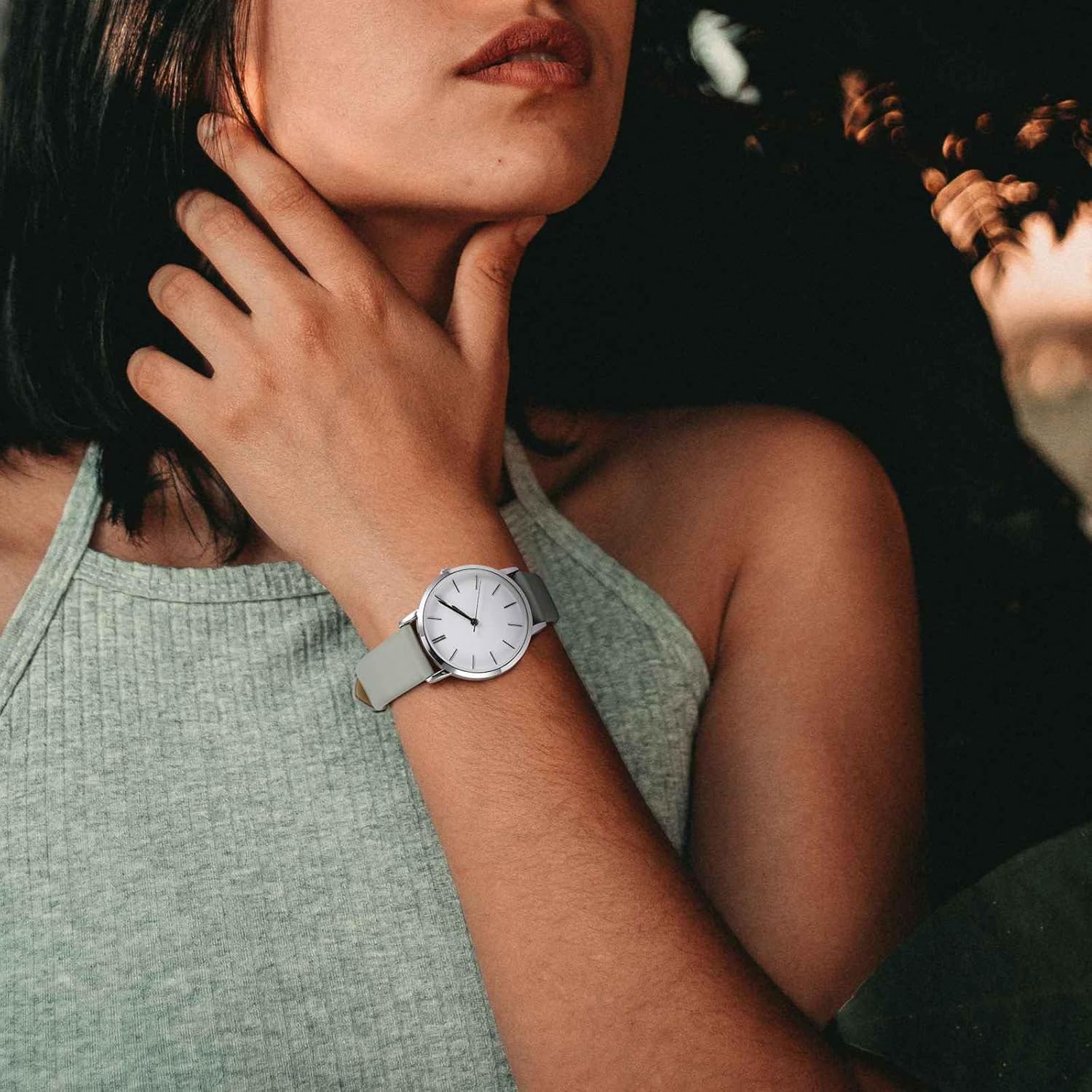 WOCCI 12mm Lug Width, Elegant Watch Band, Genuine Leather Replacement Strap with Rose Gold Buckle (Gray) - Image 6