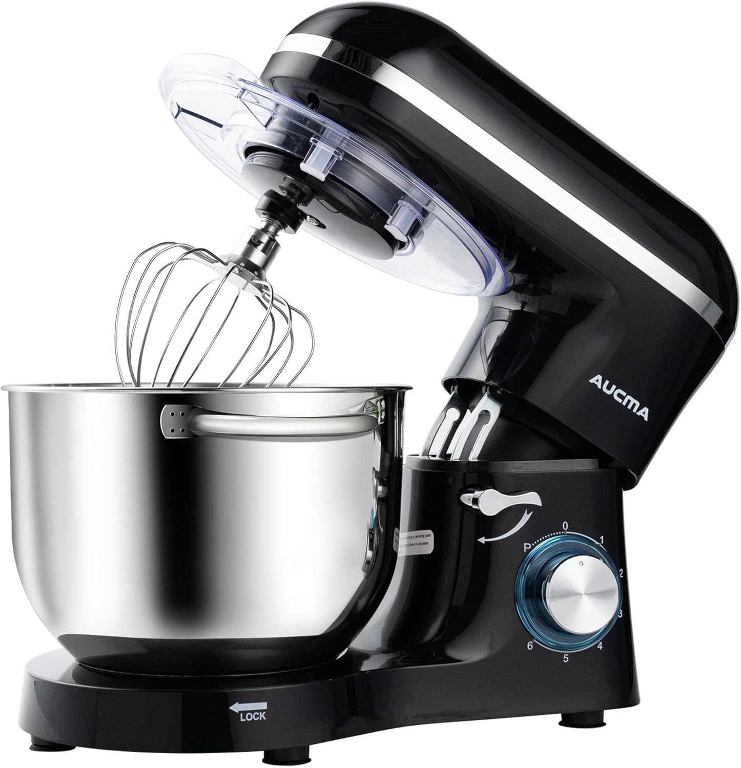 Aucma Stand Mixer,6.5-QT 660W 6-Speed Tilt-Head Food Mixer, Kitchen Electric Mixer with Dough Hook, Wire Whip & Beater (6.5QT, Black) - Image 2