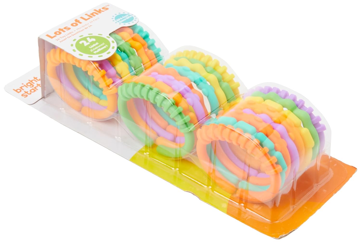 Bright Starts Lots of Links Rings Toys for Stroller or Carrier Seat, BPA-Free, Ages 0 Months Plus, Multicolor, 24 Count - Image 3