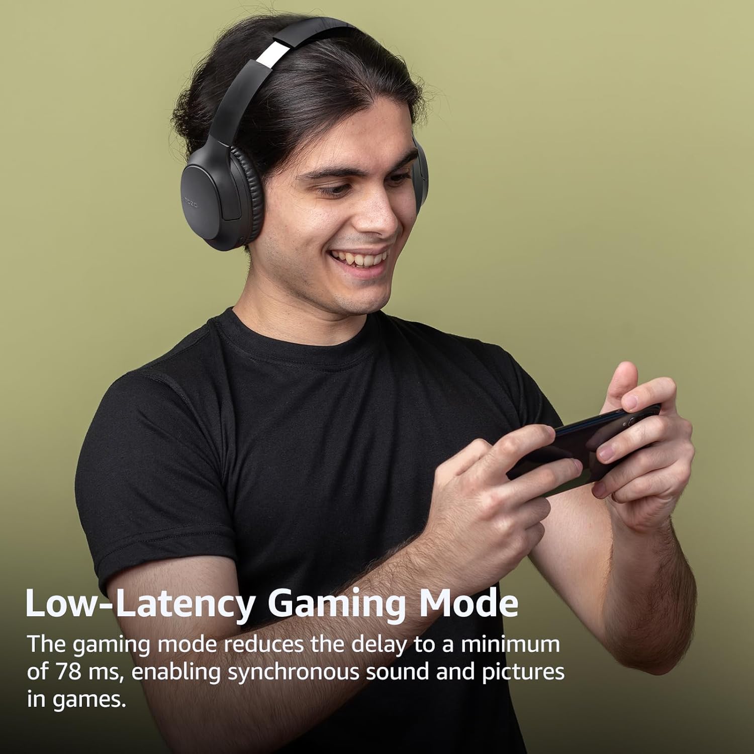 TOZO Bluetooth 5.4 Over Ear Headphones, ENC Call Noise Cancelling Mic, Foldable Wireless Headset, 70H Playback, Deep Bass Stereo Sound, Customizable EQ via Button & App, for Travel and Home, Upgraded - Image 7