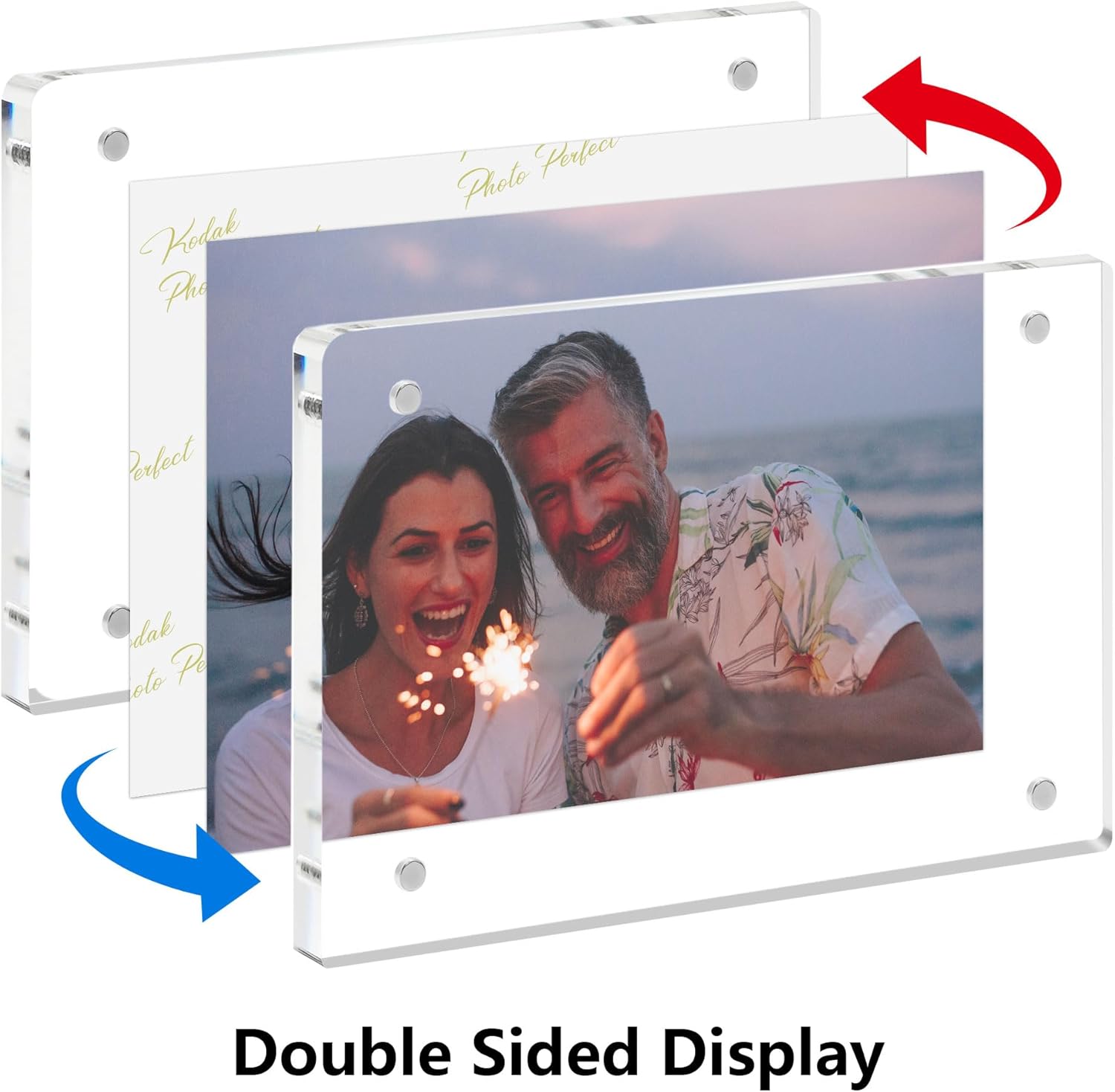 3 Pack Acrylic Picture Frames 57, Clear Magnetic Frames, Minimalist Free Standing Photo Display - Image 4