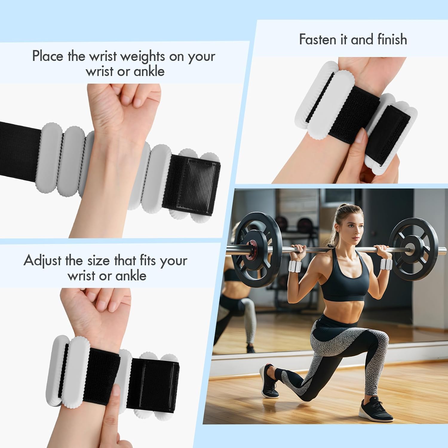 Wrist Ankle Weights for Women, Adjustable Ankle Weights Strength Training Silicone Bracelets Workout Wrist Ankle Weights for Men Women Yoga Running Dance Ankle Arm Leg Weights (2lb) - Image 7