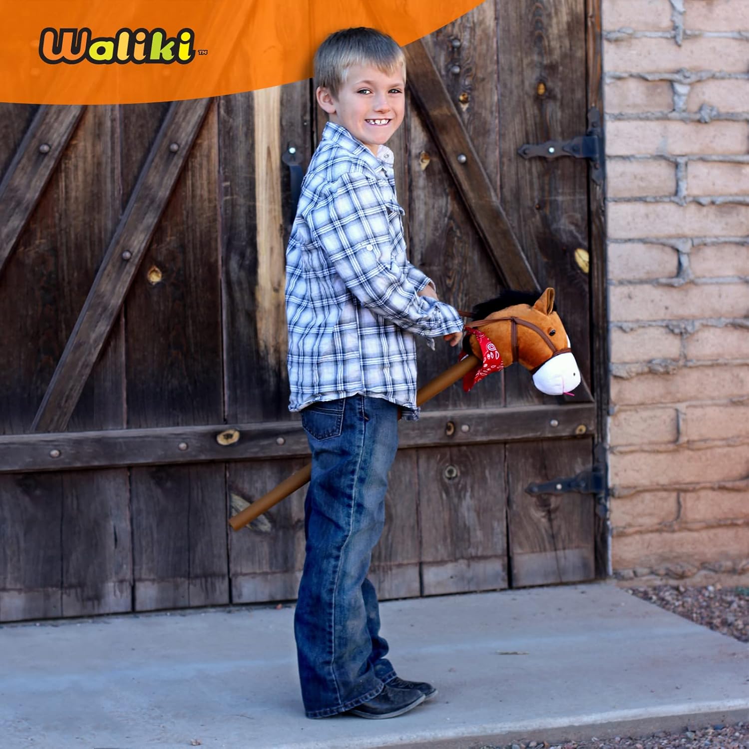 WALIKI Stick Horse Toy for Boys and Girls | Fun Cowboy & Cowgirl Pretend Play | Cool Toys for Kids Ages 3 4 5 6 | Birthday Gift for Active Toddlers (Brown) - Image 5