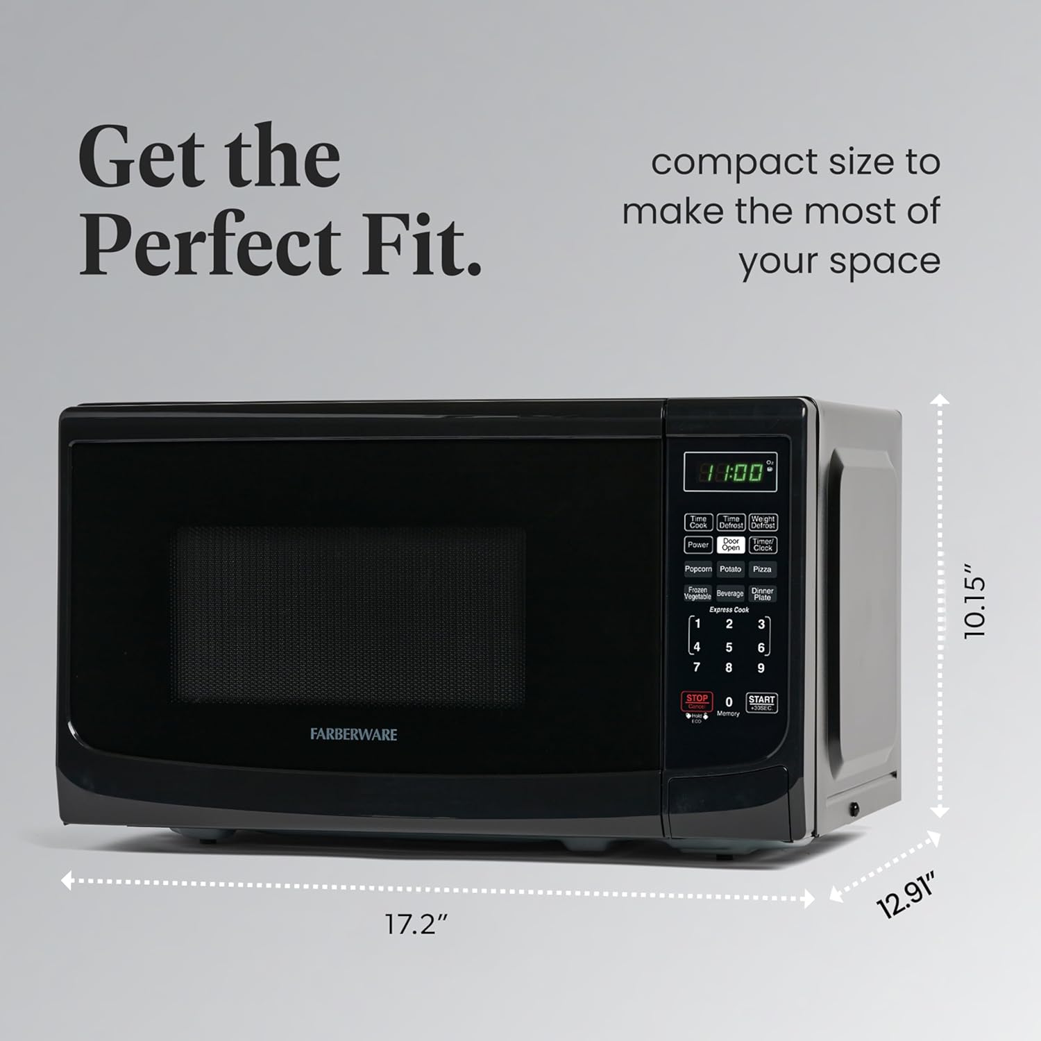 Farberware Countertop Microwave 700 Watts, 0.7 Cu. Ft. - Microwave Oven With LED Lighting and Child Lock - Perfect for Apartments and Dorms - Easy Clean Grey Interior, Retro Black - Image 5