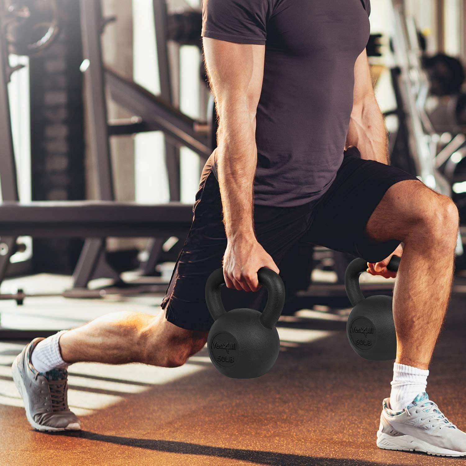 Yes4All 5-80 lbs Cast Iron Kettlebell for Dumbbell Weights Exercises, Gym, Full Body Home Workout Equipment, Push up, Grip and Strength Training - Image 7