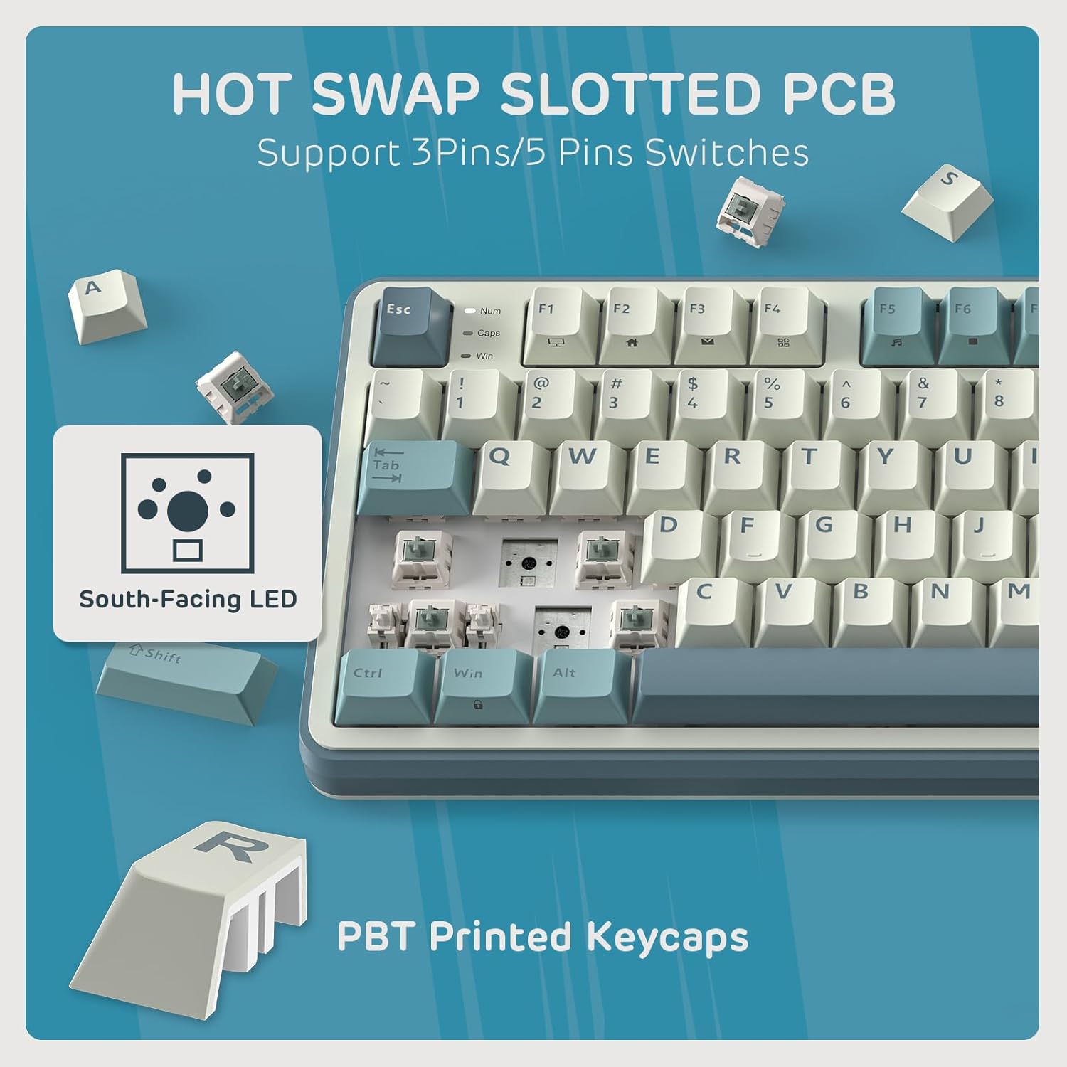 RK ROYAL KLUDGE S98 Mechanical Keyboard w/Smart Display & Knob, Top Mount 96% Wireless Mechanical Keyboard BT/2.4G/USB-C, Hot Swappable, Software Support, Creamy Sounding, 98 Keys - Image 7