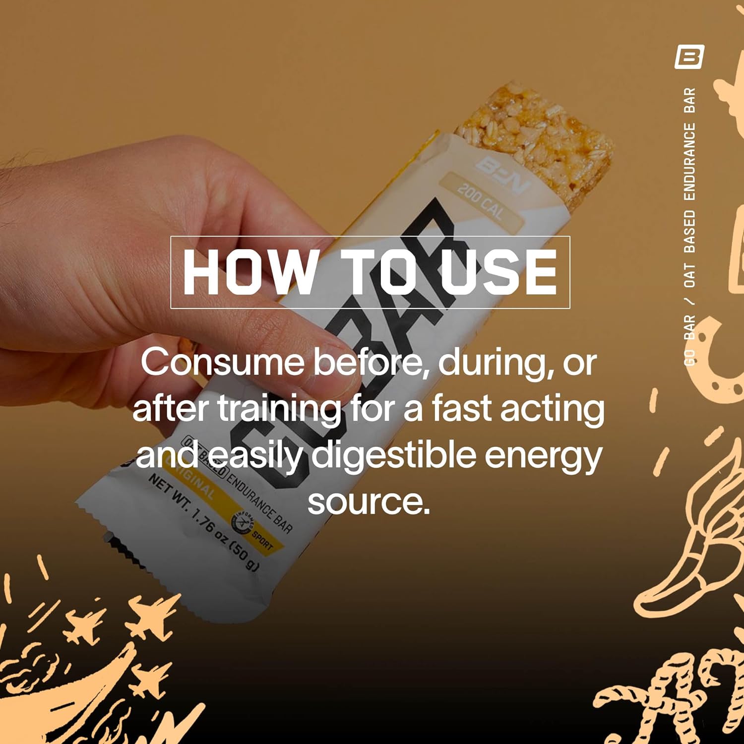 Bare Performance Nutrition BPN Go Bar, Oat Based Endurance Training Bar 36g of Carbohydrates and 200 Calories Per Bar, 12 Bars Per Box, Original Oat - Image 6