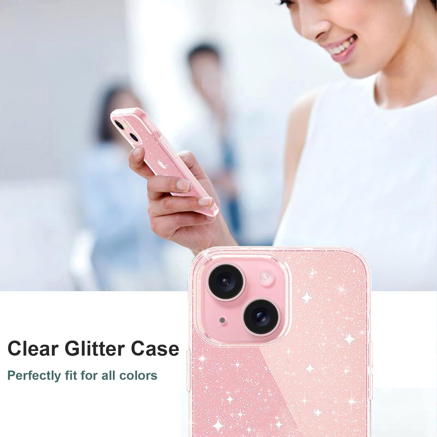 Compatible with iPhone 13 Case, Clear Glitter Soft TPU Shockproof Protective Bumper Cover, Sparkle Bling Sparkly Cute Slim Women Girls Phone Case for iPhone 13, 6.1inch - Image 8