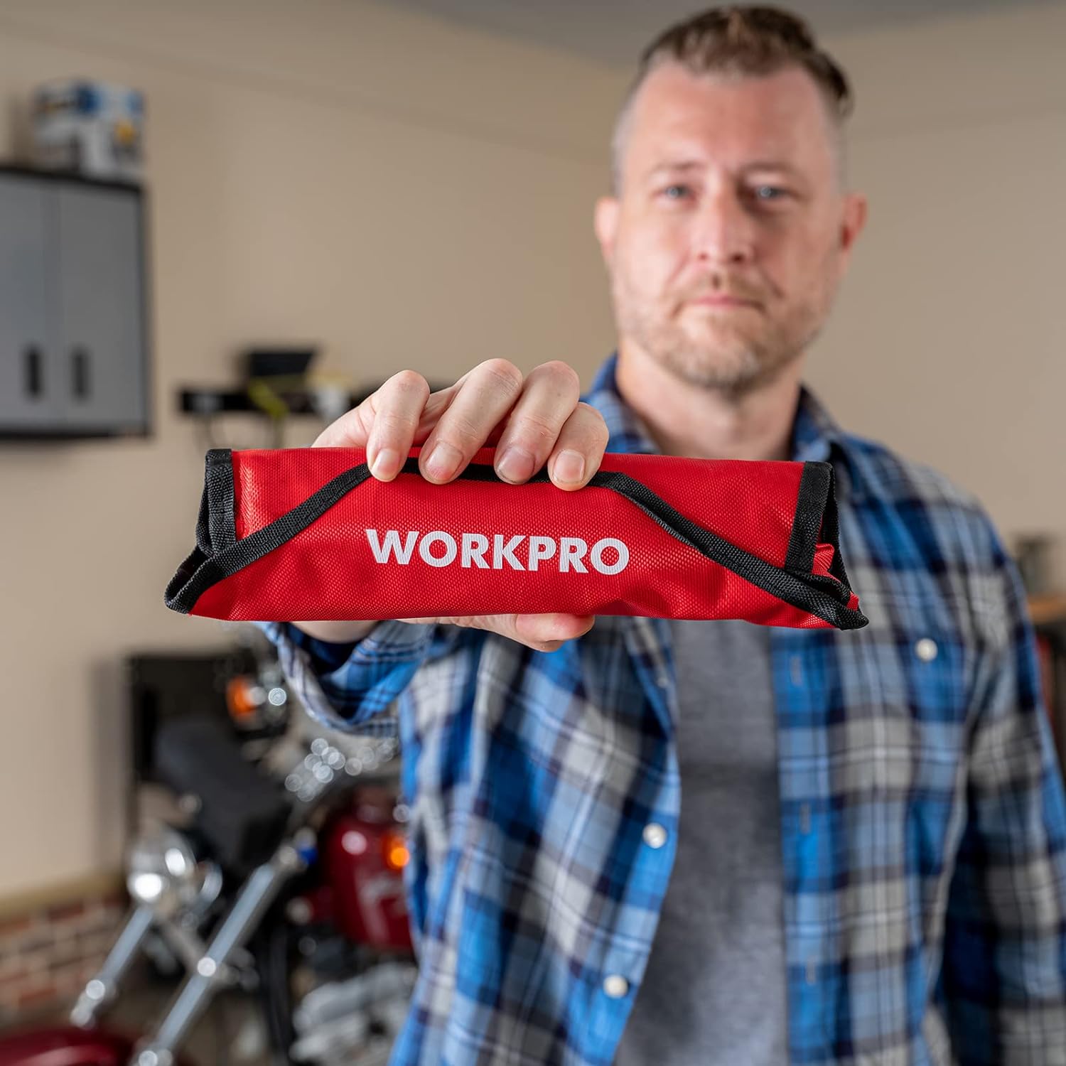 WORKPRO 8-piece Flex-Head Ratcheting Combination Wrench Set, SAE 5/16-3/4 in, 72-Teeth, CR-V Constructed, Nickel Plating with Organizer Bag - Image 9