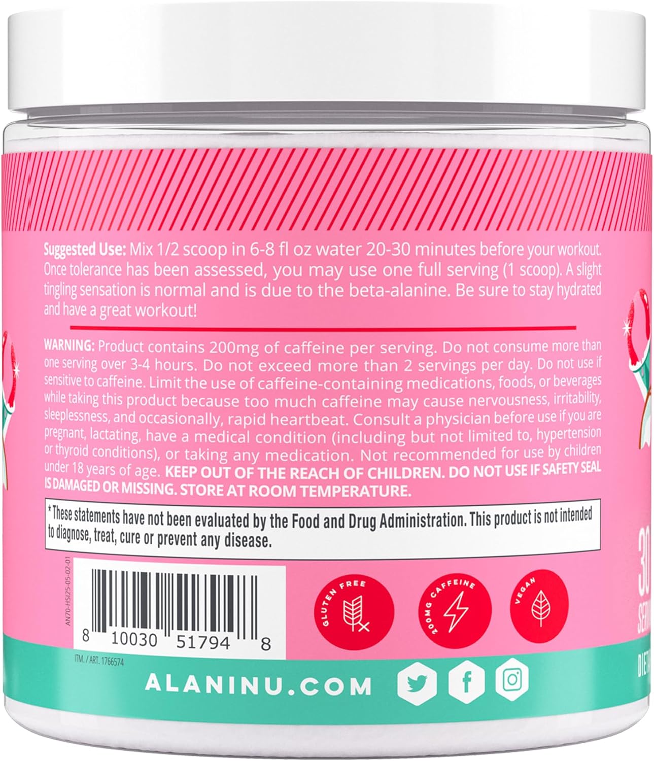Alani Nu Pre Workout Powder Hawaiian Shaved Ice | Amino Energy Boost | Endurance Supplement | Sugar Free | 200mg Caffeine | L-Theanine, Beta-Alanine, Citrulline | 30 Servings - Image 4