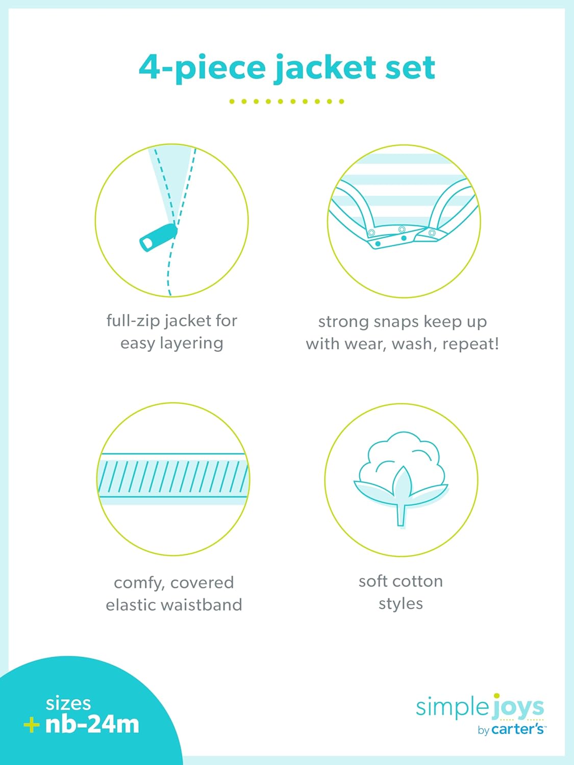 Simple Joys by Carter's baby-boys 4-piece Jacket, Pant, and Bodysuit Set - Image 8