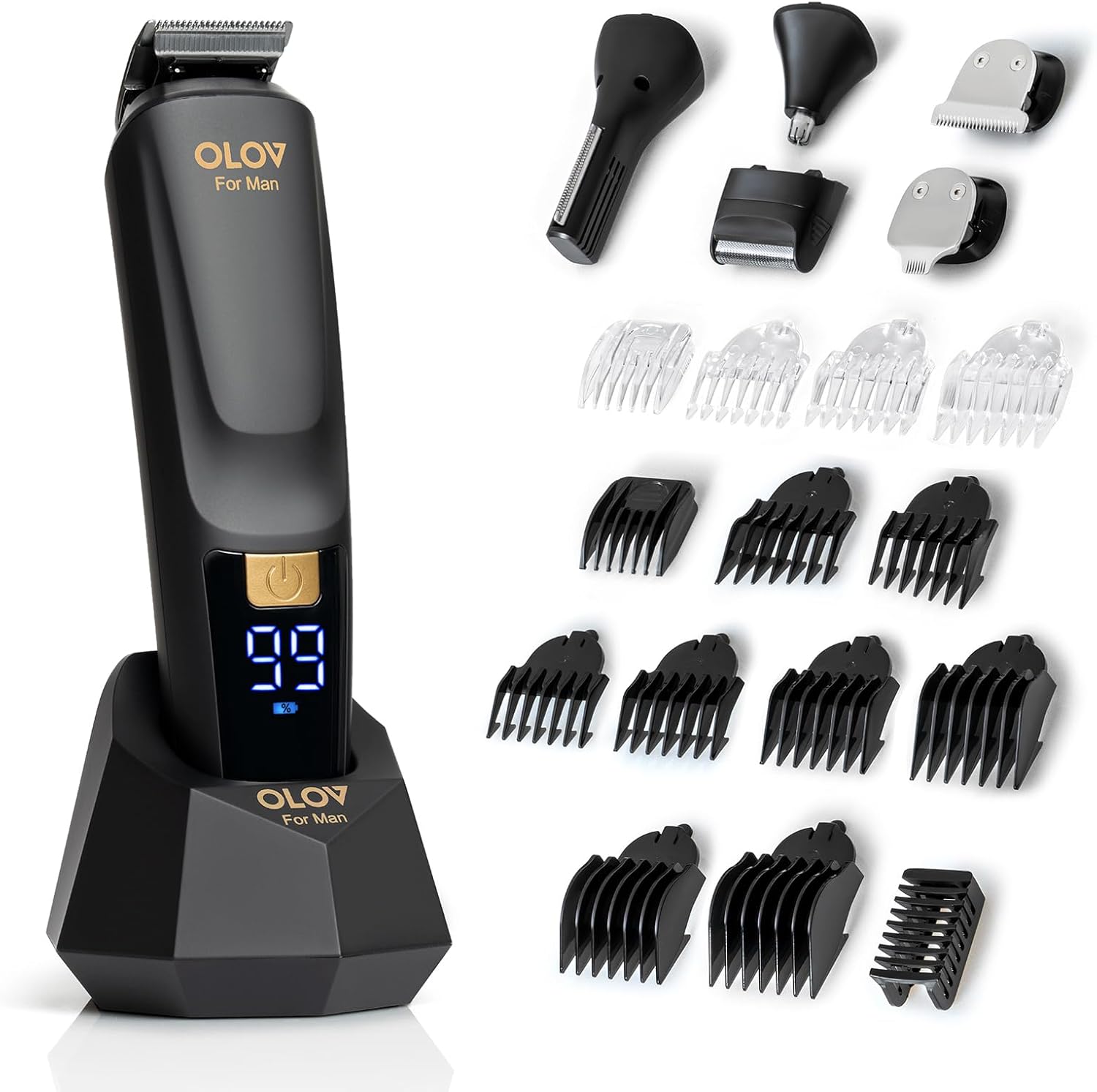 Beard Trimmer, 21 Piece All-in-One Mens Grooming Kit and Hair Clipper, Nose, Ear,Body and Face, Electric Razor with USB Recharge Dock - Image 2