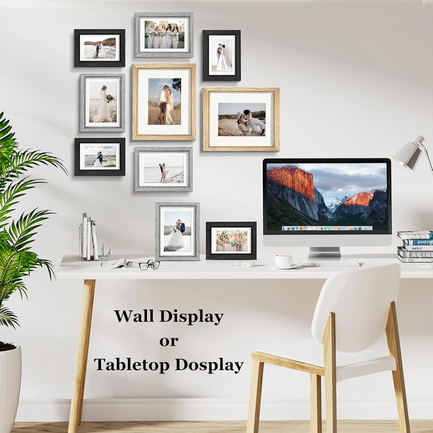 Picture Frames Set of 10, Picture Frames Collage Wall Decor with 8x10 5x7 4x6 Frames in 3 Different Finishes - Image 5