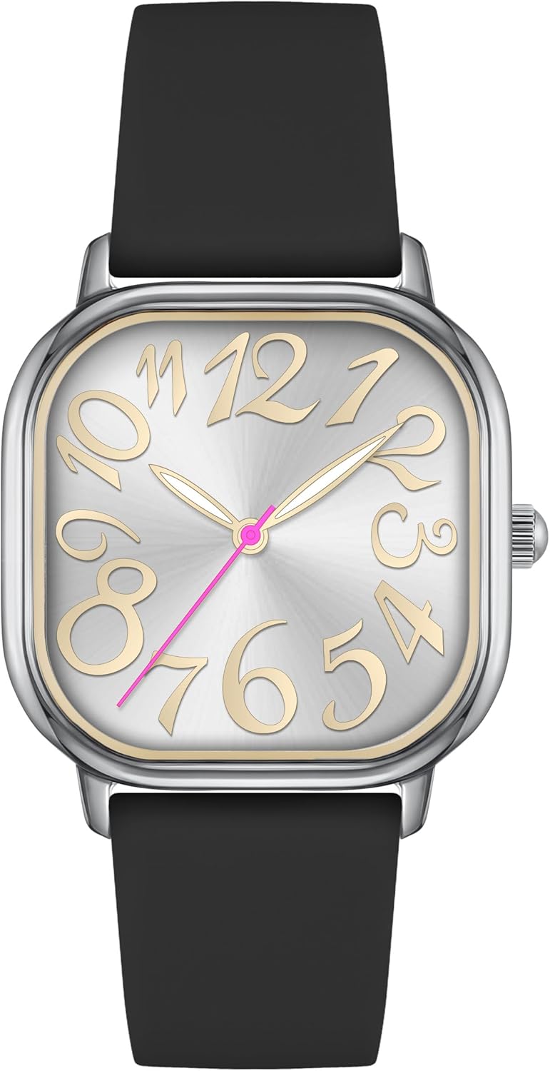 Women's Waterproof Watch, Stylish Silicone Strap for Women's Wrists 5IN-7IN, Large 32MM Easy-to-Read Colourful Arabic Numerals Dial - Image 2