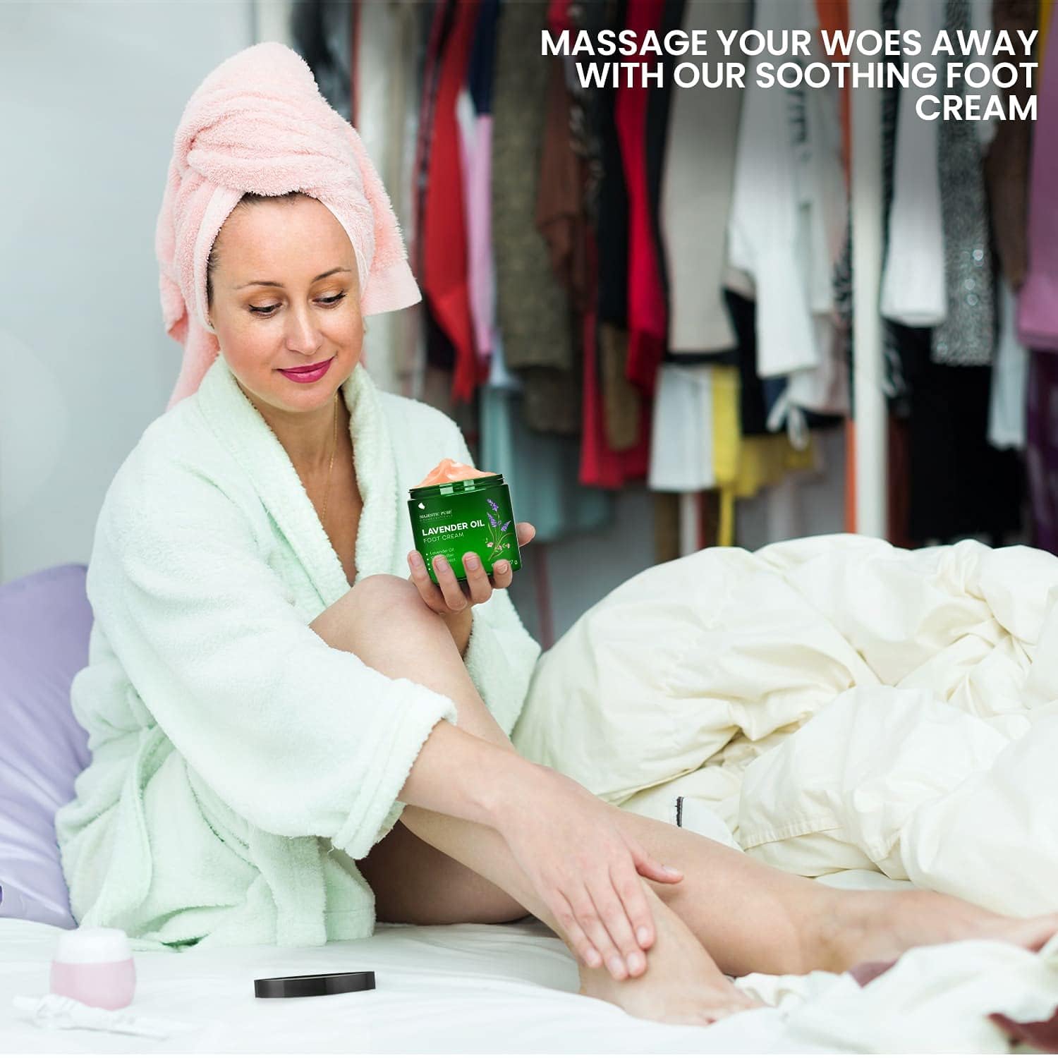 Majestic Pure Lavender Oil Foot Cream, Warming Cream - Calluses, Dry Cracked Feet, Hands, Heels, Elbow, Nails, and Knees - Softens & Moisturizes Skin - 8 oz - Image 4