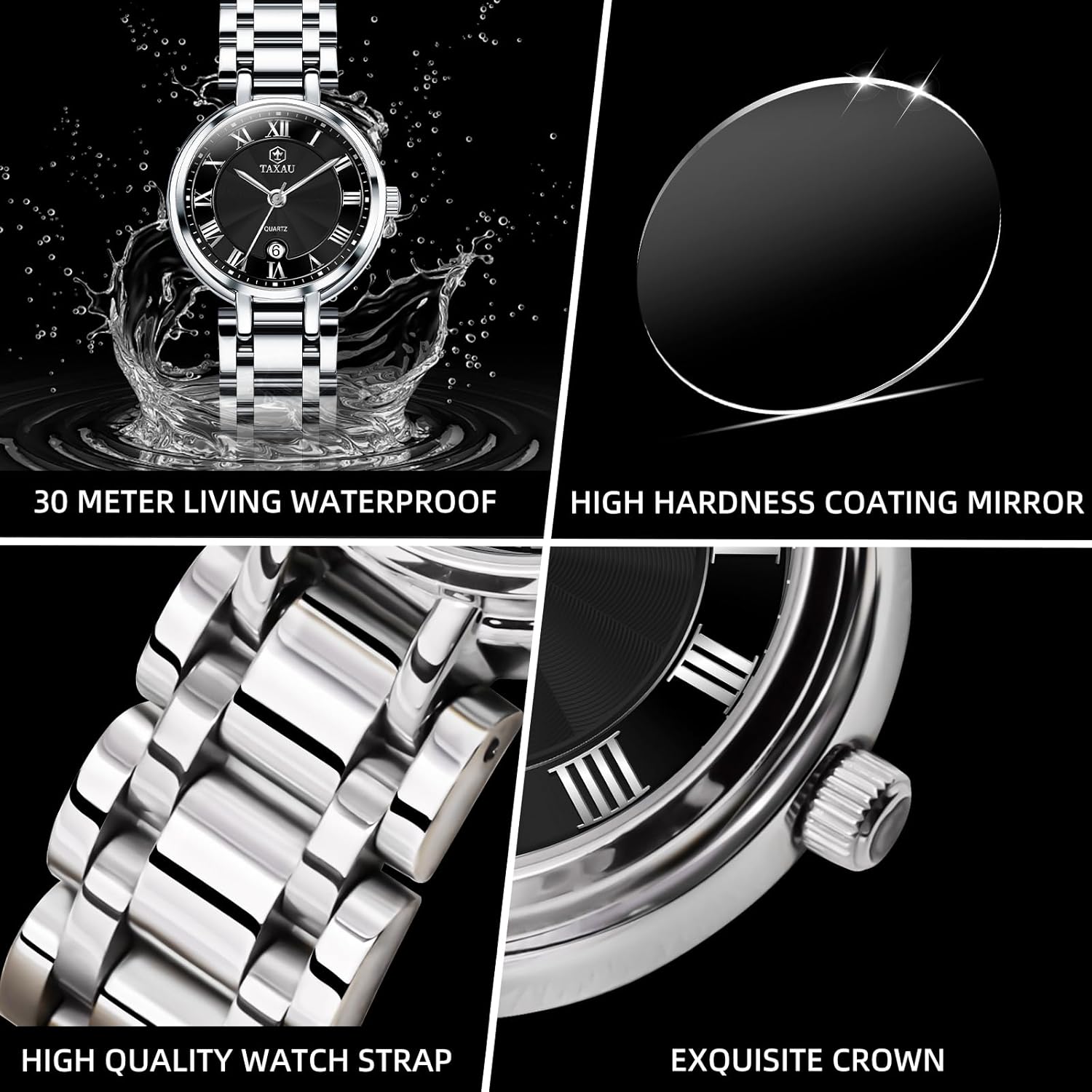 Womens Watch Casual Fashion Silver Waterproof Watches for Women Easy Read Analog Quartz Stainless Steel Ladies Watches with Date - Image 6