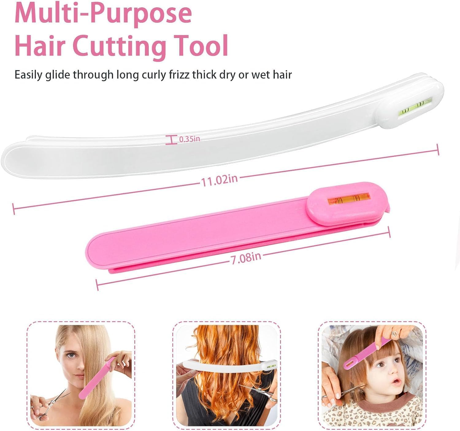 Professional Hair Cutting Kit for Women Gifts, Easy-to-Use Split Ends Hair Trimmer, DIY Home Hair Cutting Tools for Bangs, Layers, Bobs, Practical Hair Cutting Clip, Pink - Image 6