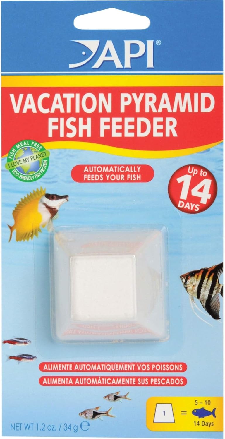 API VACATION PYRAMID FISH FEEDER 14-Day 1.2-Ounce Automatic Fish Feeder, Whites & Tans - Image 2