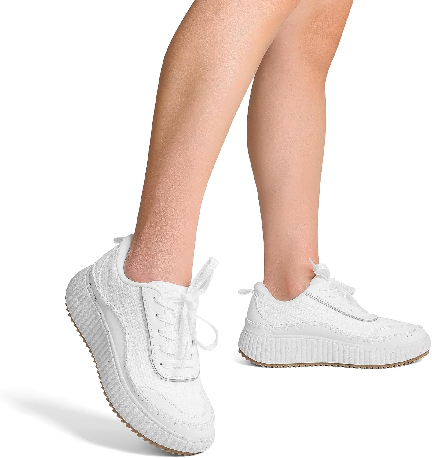 DREAM PAIRS Women Chunky City Tweed Comfortable Casual Platform Fashion Sneaker - Image 7