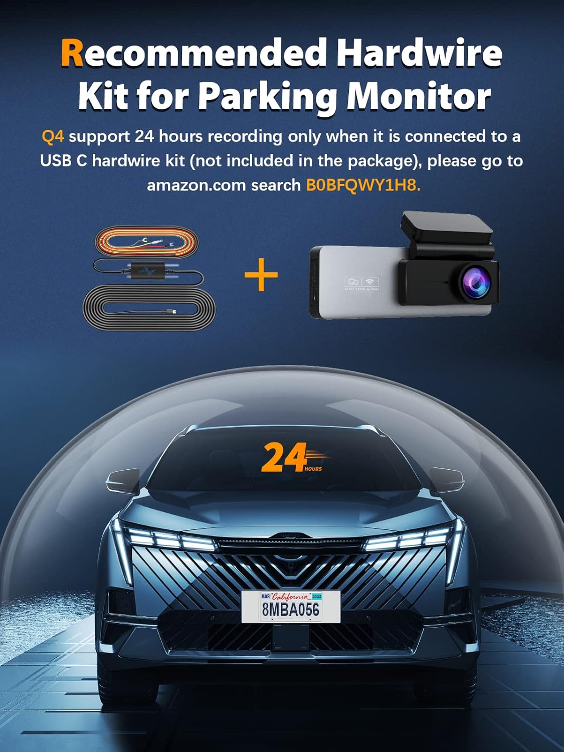 Dash Cam Front and Rear 4K+1080P, Free 64GB Card, Built-in WiFi, Dash Camera for Cars, Car Camera, Dual Dashcams for Cars with Night Vision, 24 Hours Parking Monitor, Loop Recording - Image 10