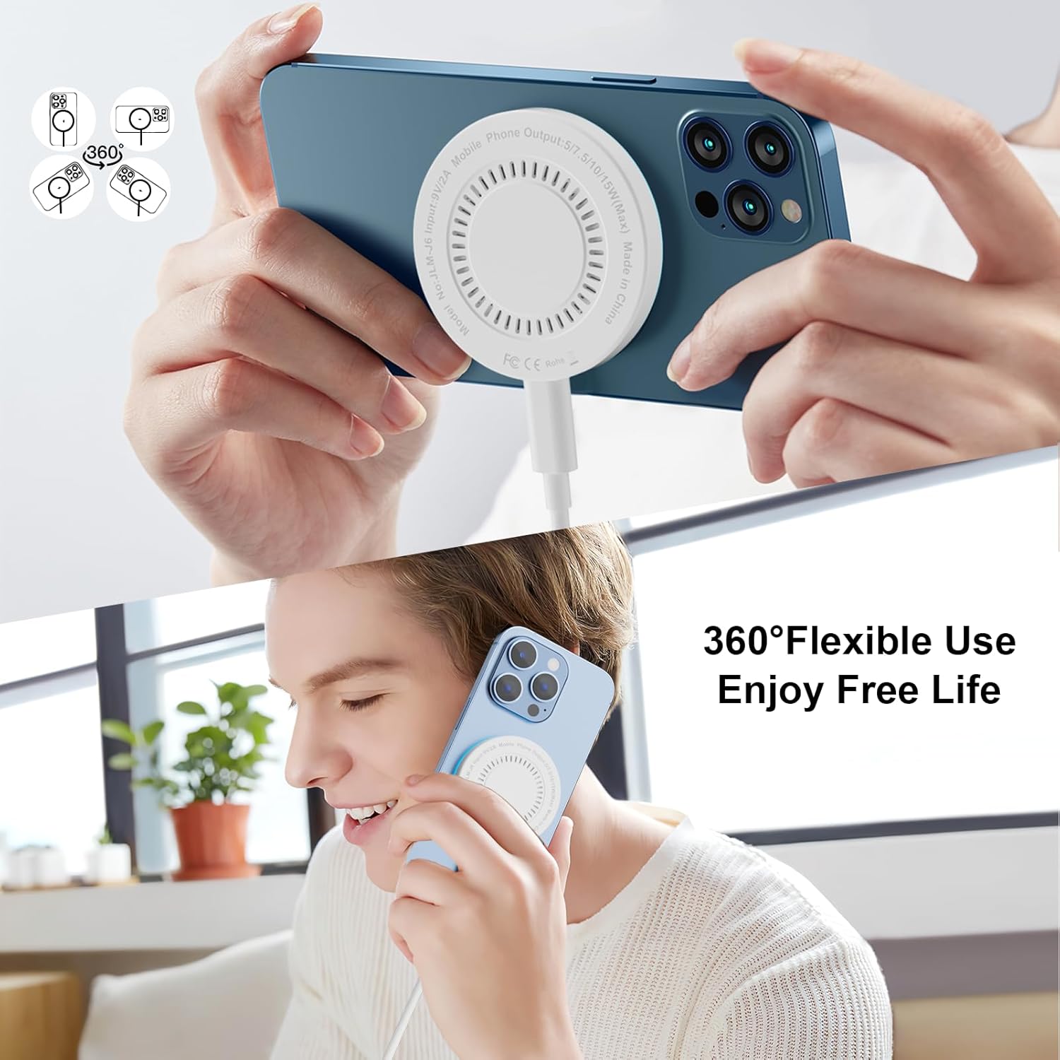 MagSafe Charger 2 Pack 15W Magnetic Wireless Charger Fast Charging Pad Compatible with iPhone 16/15/14/13/12 Series & AirPods 3/2/Pro Magnetic MagSafe Charging Pad with Dual Charging Ports - Image 6