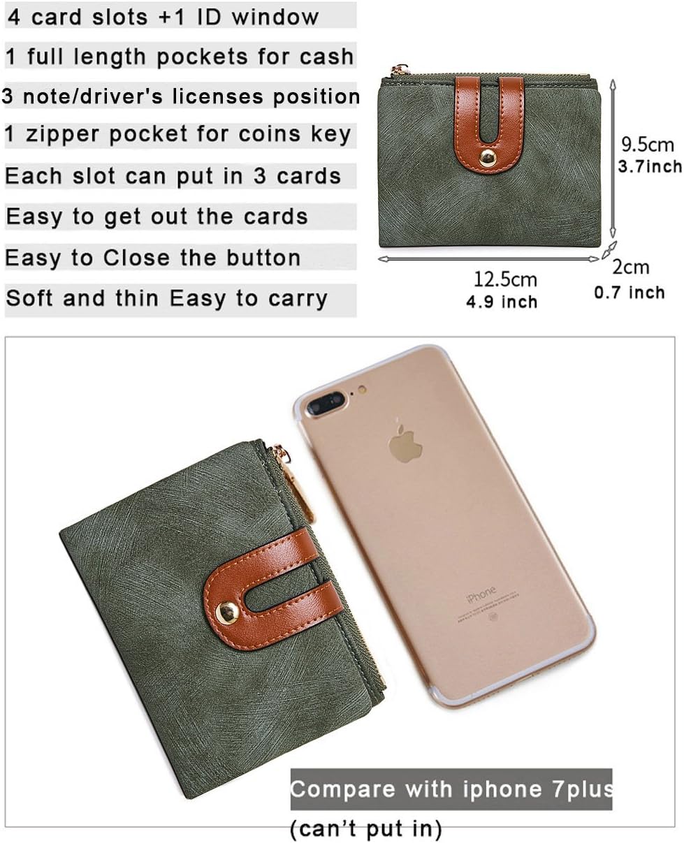 YOTOO TOPKULL Womens Wallets Bifold Leather Small Wallets for Women Mini Rfid Thin Billfolds Ladies Wallets Slim Compact with Zipper Coin Pocket (green) - Image 7