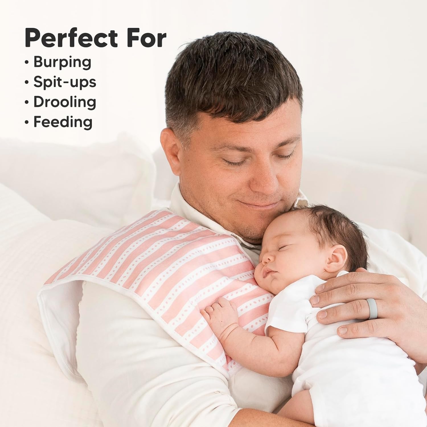 Organic Burp Cloths for Baby Boys and Girls - 5-Pack Super Absorbent Burping Cloth, Burp Clothes, Soft & Plush, Newborn Milk Spit Up Rags, Burpy Cloth Bib for Unisex, Burping Rags (Sweet Charm) - Image 6