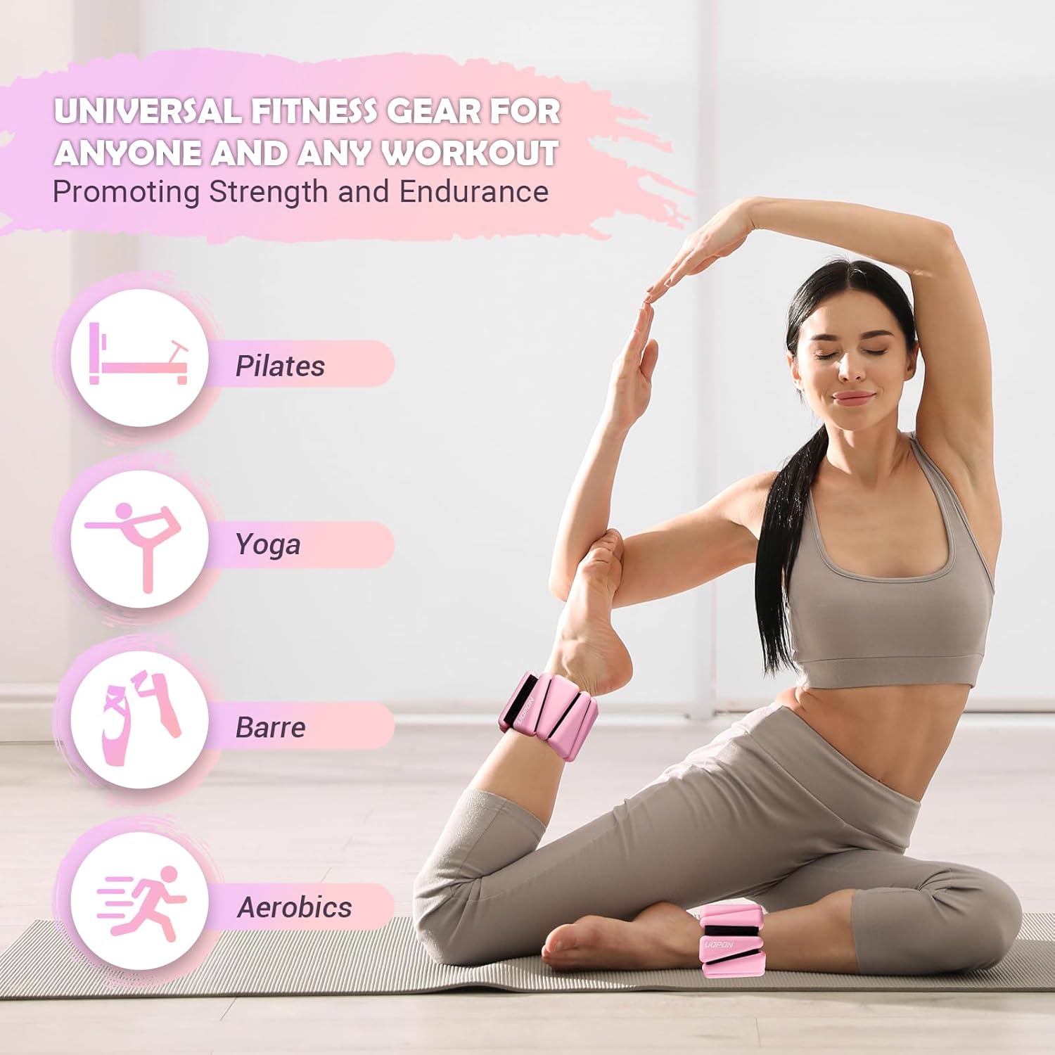 Wrist Ankle Weights for Women Set of 2, Adjustable Silicone Weighted Bangles, Wearable Ultra-durable Strips Weight Bracelet 2 lbs/4 lbs for Yoga, Pilates, Barre, Walking, Arm & Leg Workout - Image 6