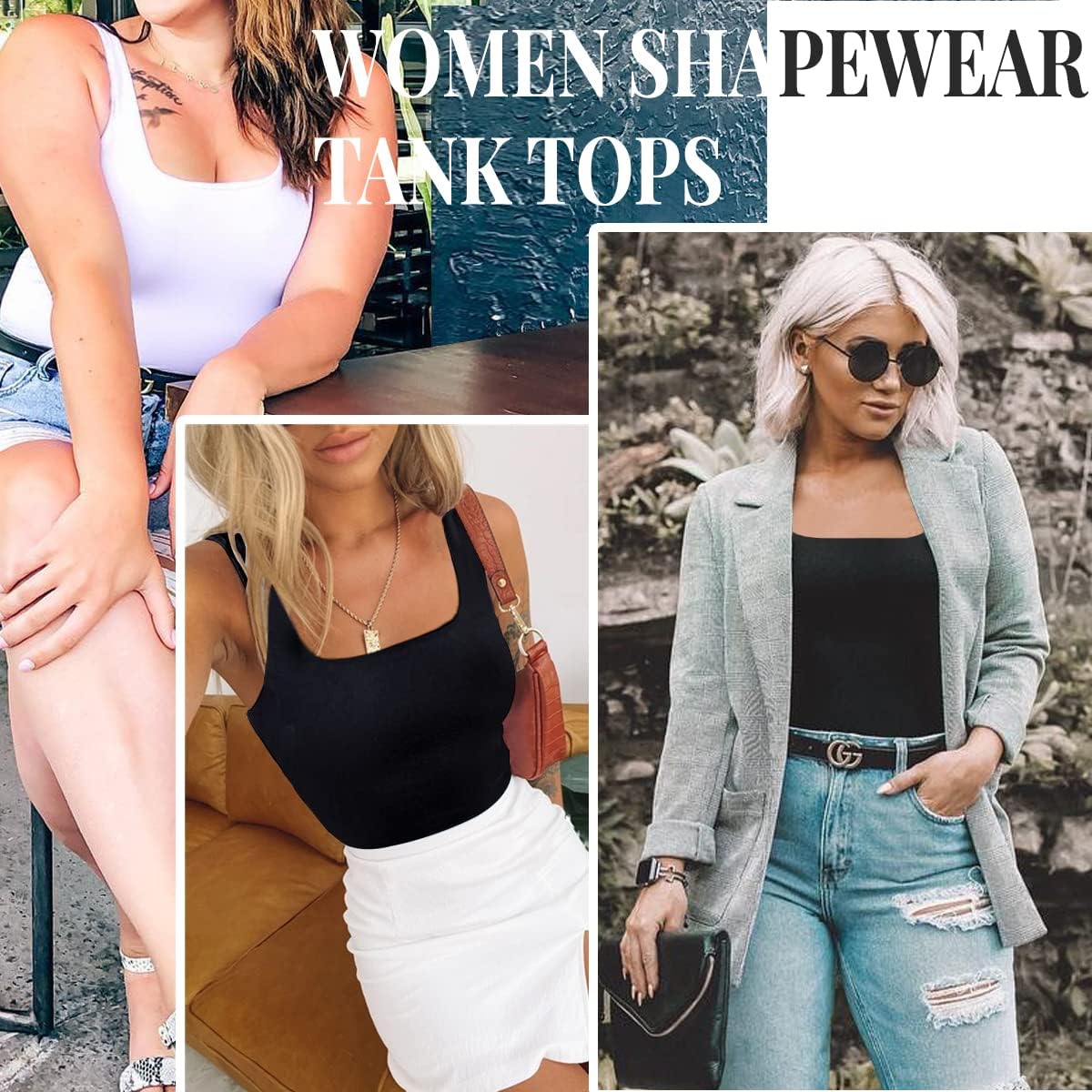 EUYZOU Women Tummy Control Shapewear Tank Tops Seamless Square Neck Compression Tops Slimming Body Shaper Camisole - Image 4