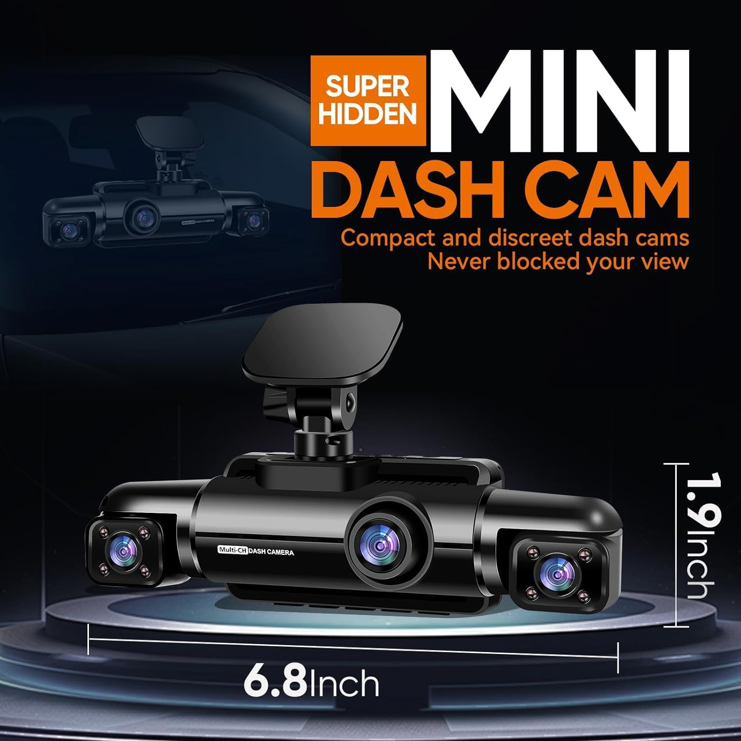 360° Dash Cam Front and Rear Inside, 4 Channel FHD 4 * 1080P, Wi-Fi GPS Voice Control Car Camera, Front 2K+1080P*2 Dash Camera for Cars, with 64GB SD Card, Night Vision, 24H Parking Mode(N300) - Image 8
