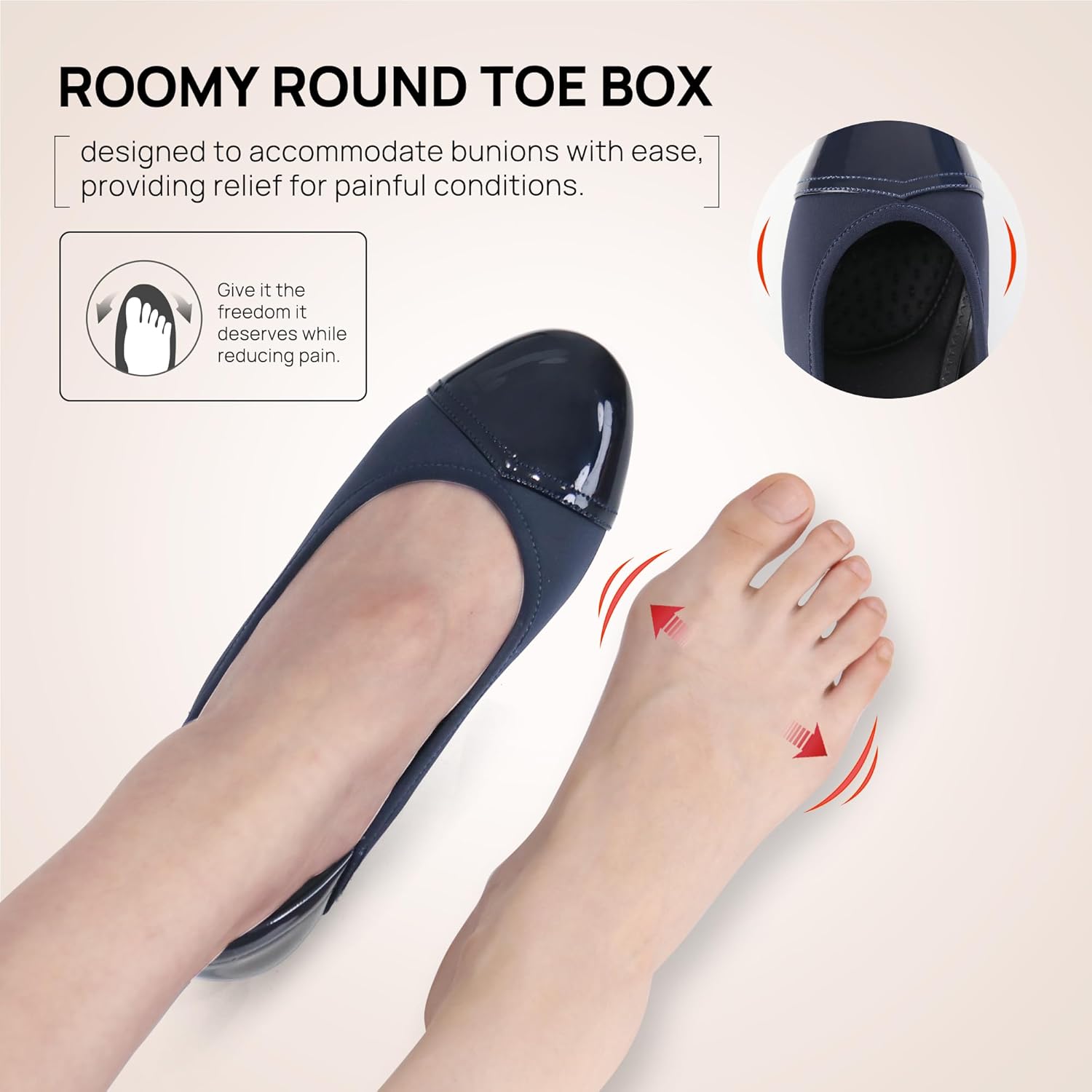 Ortho+rest Women Bunion Dress Shoes Low Heel Orthopedic Pumps Orthotic Slip On Loafers - Image 4