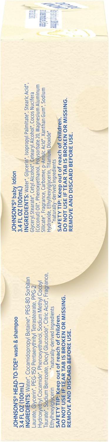 Johnson's Baby Care Essentials Gift Set, Body Lotion, & Zinc Oxide Diaper Rash Paste for Baby's Delicate Skin, Value Pack, Travel-Size, Bath Essentials Must Haves, Baby Gifts, 3 Items - Image 4