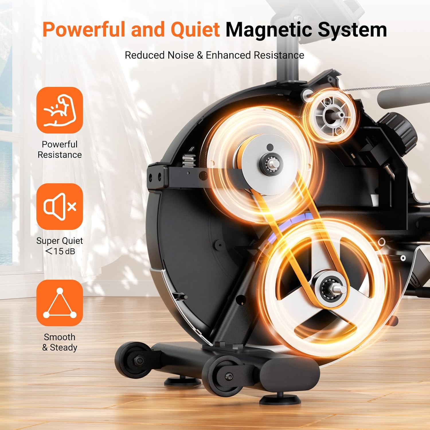 Dripex Rowing Machines for Home Use, Rowing Machine Max 350 LBS, Magnetic Rower with 16 Levels of Workout Resistance, Dual Slide Rail, Bluetooth App Supported, LCD Monitor,Row Machine for Gym Exercise - Image 3